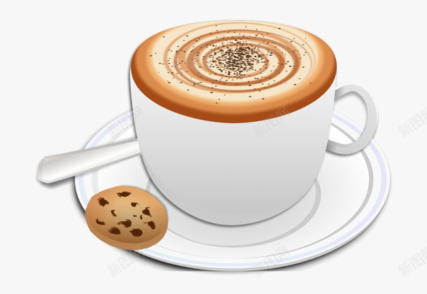 一杯咖啡手绘插画素材png免抠素材_新图网 https://ixintu.com 咖啡 咖啡杯 手绘 饼干 盘子 勺