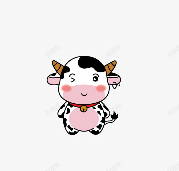 可爱卡通小奶牛ai免抠素材_新图网 https://ixintu.com 卡通 可爱 奶牛 牛搞笑图片 素材 黑白牛