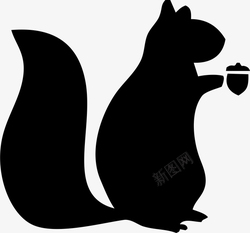 免抠松果吃松果的松鼠剪影高清图片