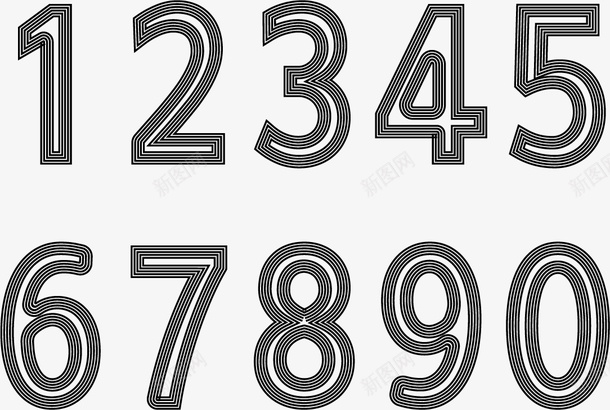 线条数字艺术字png免抠素材_新图网 https://ixintu.com 免扣 线条 数字 艺术