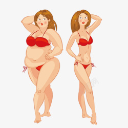 胖瘦减肥对比素材