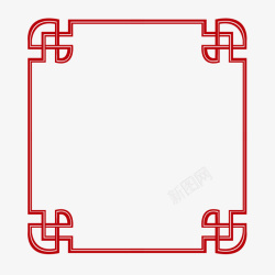 中国古风红色边框扇形角素材