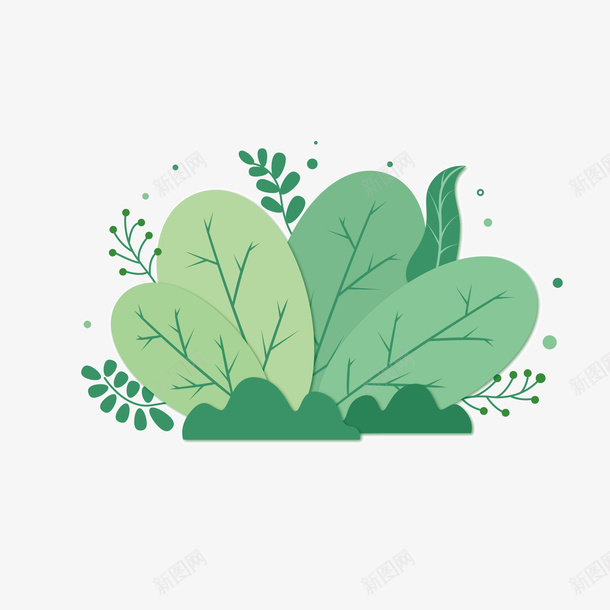 卡通绿色春季植物元素png免抠素材_新图网 https://ixintu.com 卡通 绿色 春季 植物元素