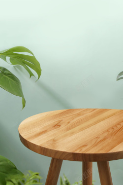 家居平面布置图木桌绿植台面高清图片