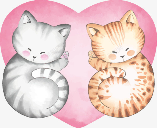 卡通可爱猫咪爱心png免抠素材_新图网 https://ixintu.com 卡通 手绘 拟人化的爱心 爱心 猫咪