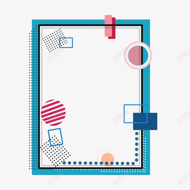 蓝色几何背景边框png免抠素材_新图网 https://ixintu.com 大气背景 简单背景 高大上背景 可爱背景