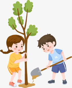 去种树植树节中树的小孩高清图片