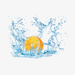 水粉墨圈橙子迸溅的水花高清图片