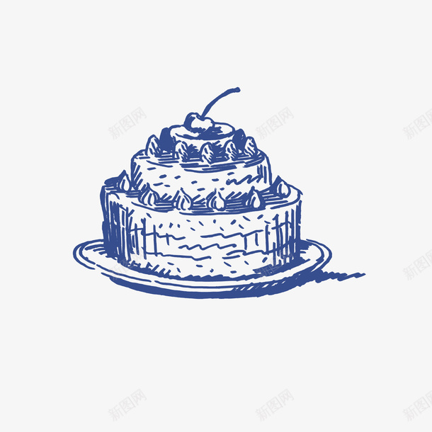 手绘蓝色生日蛋糕png免抠素材_新图网 https://ixintu.com 动漫图标 图标 插画 生日 蛋糕 鼠
