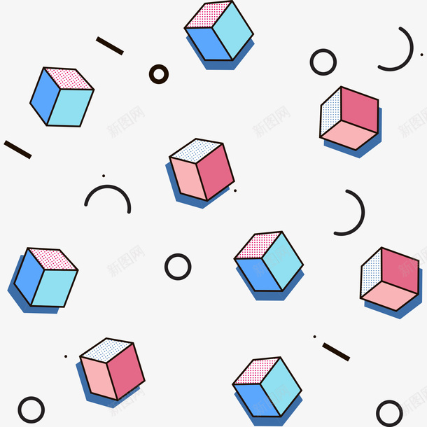 抽象孟菲斯漂浮元素png免抠素材_新图网 https://ixintu.com 抽象 色块 正方体 色彩