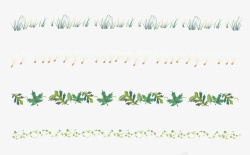 卡通绿叶子藤蔓枝条绿叶子卡通分割线高清图片