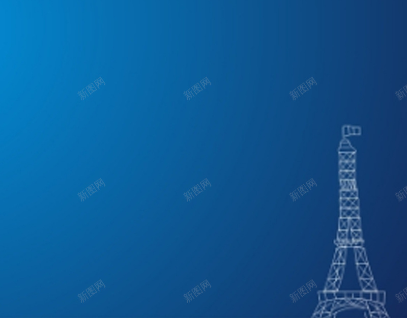 蓝色巴黎铁塔jpg设计背景_新图网 https://ixintu.com 蓝色 线稿 巴黎铁塔 简约
