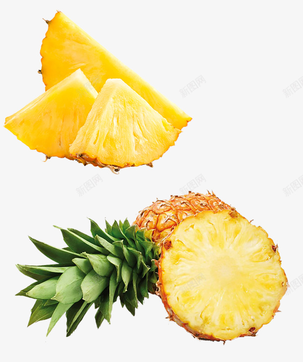 菠萝切开的菠萝水果png免抠素材_新图网 https/ixintu.