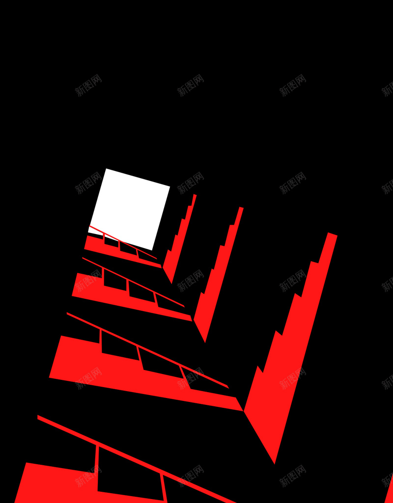 红色背景空间感海报jpg设计背景_新图网 https://ixintu.com 空间感 楼梯 出口 红色