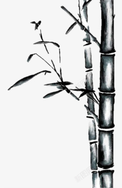 风景系列水墨系列山水画之竹子细节高清图片