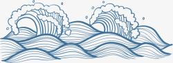 卷起的海浪手绘海浪卡通高清图片
