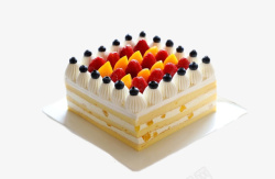 黄桃蛋糕正方形美味蛋糕高清图片