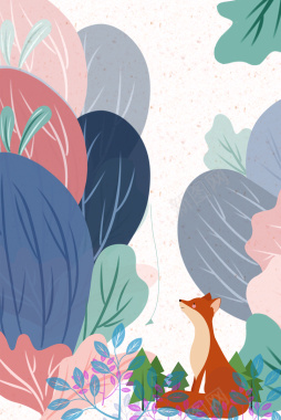 狐狸植物装饰背景图背景