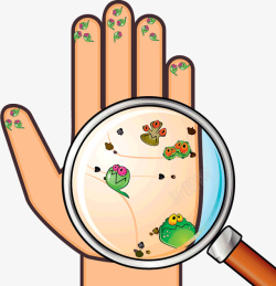 手部细菌放大镜观察素材