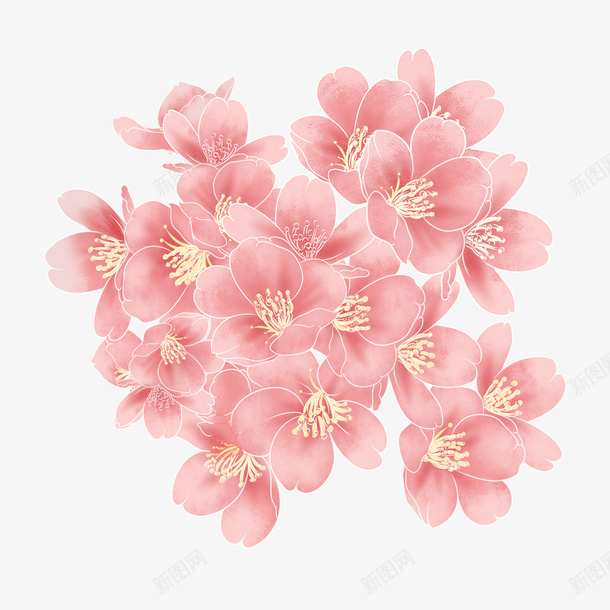 粉色樱花朵朵png免抠素材_新图网 https://ixintu.com 春节 樱花 桃花 一朵朵 粉色 简约 手绘