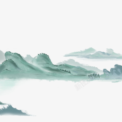 中国风山水中国风水墨向山水画清明节装饰元素高清图片