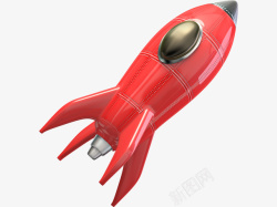 手绘卡通红色火箭素材