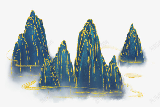 清明中国风水墨青山金色祥云png免抠素材_新图网 https://ixintu.com 清明 中国风 水墨青山 金色祥云