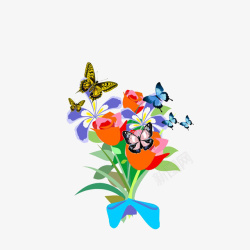 中花文华蝴蝶在花中翩翩起舞高清图片