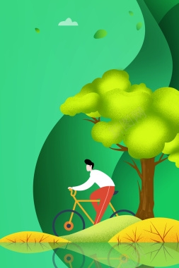 春天脚踏车植物装饰元素图背景