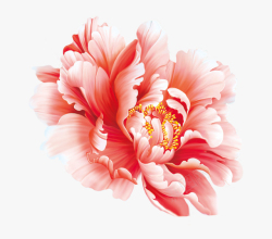 大红色牡丹花朵红色精美手绘中国风牡丹高清图片