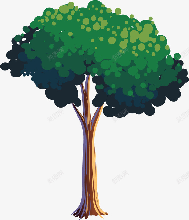 卡通植树节圆树png免抠素材_新图网 https://ixintu.com 插画 植树节 植树 树
