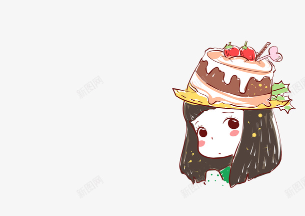 小女孩卡通蛋糕psd免抠素材_新图网 https://ixintu.com 卡通 小女孩 巧克力女孩 手绘 蛋糕