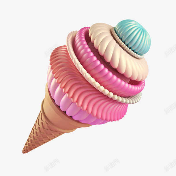 3D模型冰淇淋png免抠素材_新图网 https://ixintu.com 3D 模型 冰淇淋 抽象