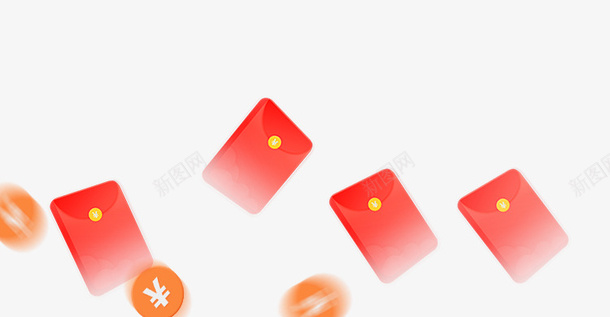 漂浮的红包与金币png免抠素材_新图网 https://ixintu.com 漂浮 红包 金币 节日