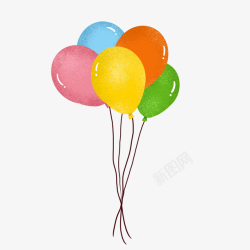 手绘的熊卡通彩色免扣气球元素高清图片