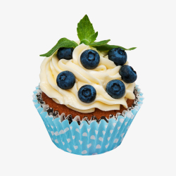 蓝色蓝莓清新蓝莓小蛋糕高清图片