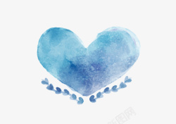 蓝色爱心汽球手绘水彩爱心形状图形高清图片