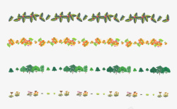 唯美分割线绿色唯美植物树叶花纹花边分割线素材高清图片