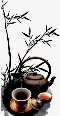 气象宣传标语茶道茶叶茶杯绿叶高清图片