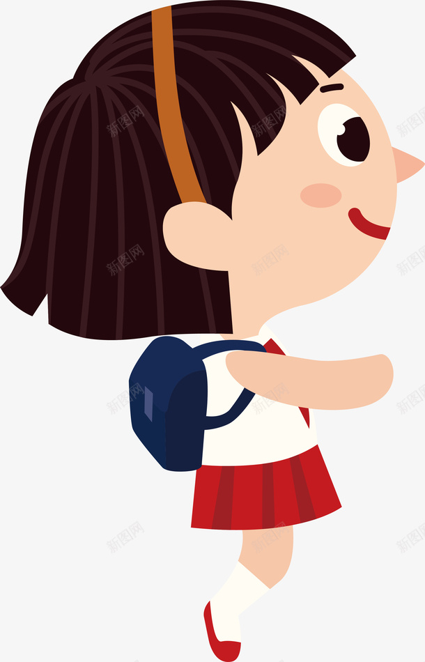 可爱的学生女孩ai免抠素材_新图网 https://ixintu.com 可爱 童真 儿童 学生