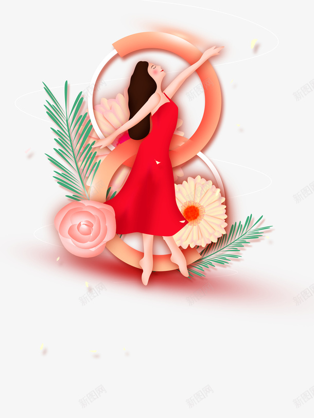 38妇女节一个属于女性的节日psd免抠素材_新图网 https://ixintu.com 38 妇女节 女性 花朵