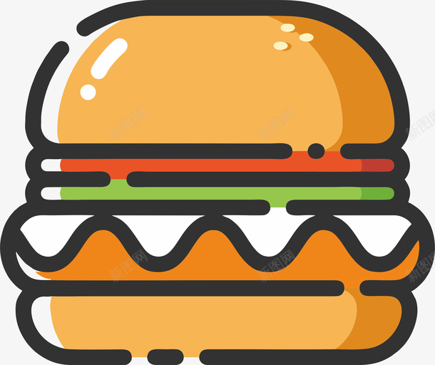 卡通装饰汉堡图标png免抠素材_新图网 https://ixintu.com 三层汉堡 卡通 可爱图标 图标 快餐 汉堡 甜品 食物