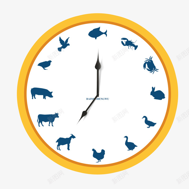 动物钟表动物图标剪影指针png_新图网 https://ixintu.com 表 钟表 动物 指针