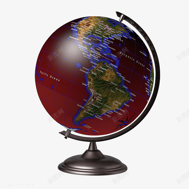 暗红色地球仪png免抠素材_新图网 https://ixintu.com 地球 地球仪 仪器 圆球