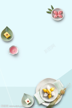 蓝色实物甜点下午茶小清新背景