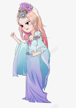 赛璐璐插画卡通古装女子高清图片