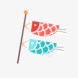 日本传统鲤鱼锦旗装饰点缀素材