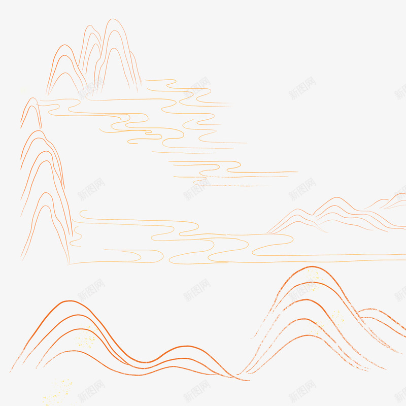 国潮风山体金线条山体轮廓图参考png免抠素材_新图网 https://ixintu.com 山体 国潮 金线条 线条 轮廓 参考