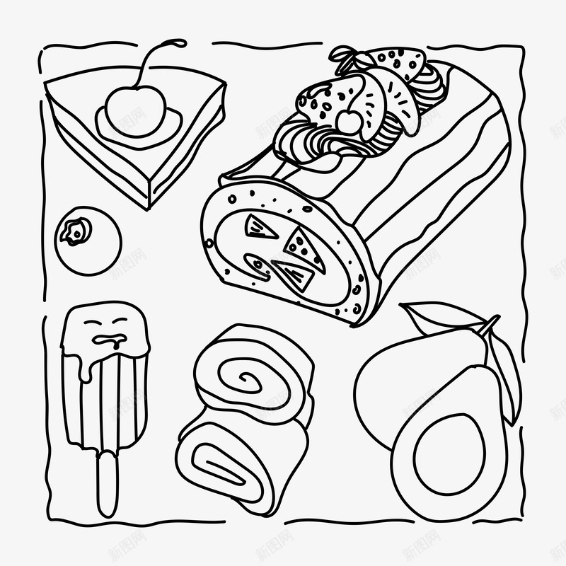 美食线稿 作者微博四月H线稿png免抠素材_新图网 https://ixintu.com 线稿 美食 作者 微博 四月