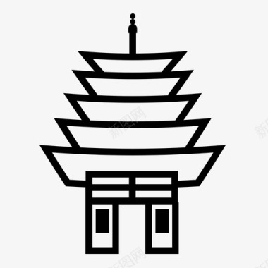 五层塔建筑浅草图标